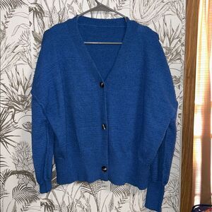 Boutique L Blue Button Down Cardigan Sweater